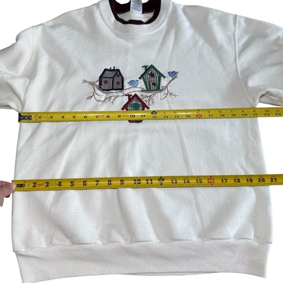 Vtg 90s Y2K Birdhouse Sweatshirt Jerzees Grandmacore Granny core - Picture 9 of 12